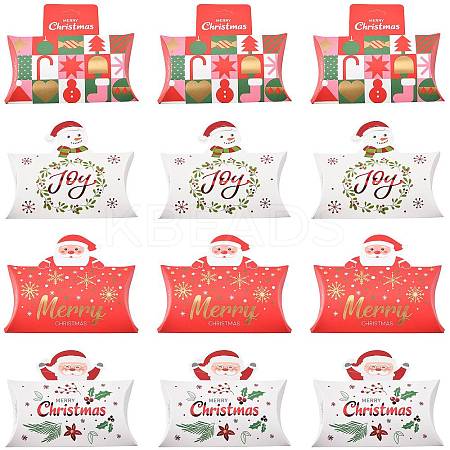 16Pcs 4 Styles Christmas Theme Paper Pillow Gift Boxes CON-FS0001-22-1