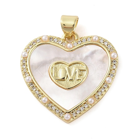 Brass Micro Pave Clear Cubic Zirconia Pendants KK-Q813-13G-1