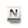 Letter Style 304 Stainless Steel Square Slide Charms STAS-L132-19N-1