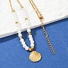 304 Stainless Steel Sea Animal Pendant Plastic Imitation Pearl Beaded Necklaces for Women NJEW-U048-02B-G-1