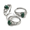 Oval Natural Malachite Adjustable Rings RJEW-Q818-01P-07B-1