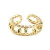Rack Plating Brass Micro Pave Cubic Zirconia Open Cuff Rings for Women RJEW-U026-01G-01-3