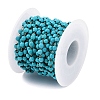 Ion Plating(IP) 304 Stainless Steel & Faceted Glass Handmade Beads Chain CHS-H028-01G-3