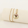 Alloy & Plastic Inner Flower Flat Round Pendant Necklaces FS-WG8915D-16-1