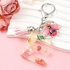 Resin & Acrylic & Faux Suede Tassel Keychain KEYC-YW00125-05-1