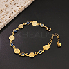 Vintage Beach Brass Coin Blue Evil Eye Link Chain Anklets for Women MD8802-2