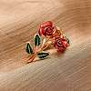 Zinc Alloy Enamel Open Cuff Rings for Women RJEW-U058-01G-1