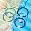 5Pcs 5 Colors Faceted Rondelle Glass Breaded Stretch Bracelets BJEW-JB10259-02-2