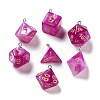 7 Styles Opaque Resin Polyhedral Dice Pendants Set RESI-A029-01S-1
