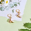 White Enamel Lilies Flower Dangle Hoop Earrings JE970A-2