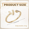 1Pc Brass Micro Pave Clear Cubic Zirconia Open Cuff Rings for Women RJEW-LP0002-37V-2