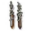 Natural Tiger Eye Faceted Double Termimal Pointed Big Pendants G-P547-03AS-02-1