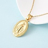 304 Stainless Steel Oval with Virgin Mary Pendant Necklaces for Women NJEW-B149-02G-3