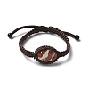 Adjustable Oval Natural Red Jasper Braided Bead Bracelets BJEW-H626-02-13-4