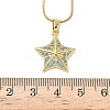 304 Stainless Steel Micro Pave Sky Blue Cubic Zirconia Pendant Necklaces for Women LS-NJEW-Z103-01G-02-5