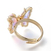 Adjustable Brass Glass Finger Rings LS-RJEW-P148-A01-12-3