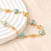 304 Stainless Steel Glass Link Bracelets for Women BJEW-V010-02G-2