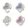 Heart Brass Micro Pave Cubic Zirconia Cuff Rings for Women RJEW-A069-12P-2