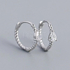 Simple S925 Sterling Silver Twisted Teardrop Hoop Earrings NS9884-1-1