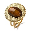 Oval Natural Tiger Eye Finger Rings RJEW-Q822-10G-1