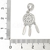 Brass Clear Cubic Zirconia Woven Web/Net with Feather European Dangle Charms KK-U050-01P-3