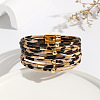 Leopard Print Pattern PU Leather Cord Multi-strand Bracelets for Women XT9904-7