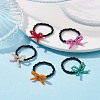 Glass Seed Beaded Bowknot Stretch Finger Rings RJEW-MZ00012-5