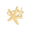 Ion Plating(IP) 304 Stainless Steel Starfish Open Cuff Rings for Women RJEW-S418-03G-2