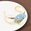 Shell Shape 304 Stainless Steel Enamel Cuff Bangles for Women BJEW-A049-04A-G-2