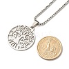 Flat Round with Tree of Life Pendant Necklace for Girl Women NJEW-JN03711-6