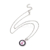 Glass Flat Round Pendant Necklace with Brass Chain LS-NJEW-A003-01E-1