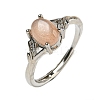 Oval Natural Sunstone Adjustable Rings RJEW-Q818-01P-02A-2