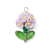 Glass Seed Beaded Flower Pendants X1-PALLOY-MZ00521-04-1