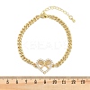 Brass Micro Pave Clear Cubic Zirconia Link Bracelets LS-BJEW-M050-05G-01-5