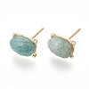 Natural Amazonite Stud Earrings EJEW-N057-01F-1
