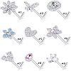 316L Surgical Stainless Steel Clear Cubic Zirconia L-Shaped Nose Rings WG135CD-10-2