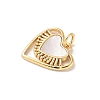 Brass Pave Natural White Shell Heart Charms with Jump Rings KK-S522-08A-G-2
