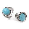 Oval Synthetic Turquoise Cuff Rings RJEW-B107-13AS-01-1
