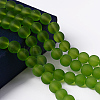 Lime Green Frosted Round Transparent Glass Bead Strands X-GLAA-S031-8mm-34-1