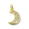 Moon Theme Brass Micro Pave Clear Cubic Zirconia Charms KK-H475-57G-06-1