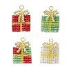 4Pcs 4 Colors Glass Seed Beaded Christmas Gift Pendants PALLOY-MZ00899-1