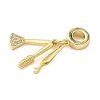Brass Micro Pave Clear Cubic Zirconia Dentist European Dangle Charms KK-Z120-55G-01-2