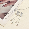201 Stainless Steel Heart Lariat Necklace & Earrings Set for Women AF6640-1