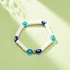 Polymer Clay Heishi Surfer Stretch Bracelet with Lampwork Evil Eye Beaded for Women BJEW-JB08386-01-2