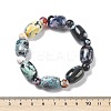 Natural Fire Crackle Agate Bead Stretch Bracelets G-P570-01C-5