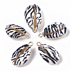 Printed Natural Cowrie Shell Pendants X-SSHEL-R047-02-A01-2