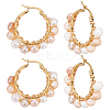 4 Pairs Vintage Natural Pearl Braided Hoop Earrings for Girl Women EJEW-UN0002-07-1