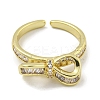 Bowknot Brass Micro Pave Cubic Zirconia Open Cuff Ring for Women RJEW-E296-03G-2