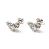 Rack Plating Brass Pave Clear Cubic Zirconia Butterfly Stud Earrings EJEW-F301-27-2