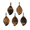 Natural Tiger Eye Pendants G-S364-076A-01-2